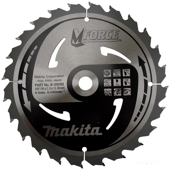 Пильный диск Makita MForce 190 мм 24 зуба (B-08062)