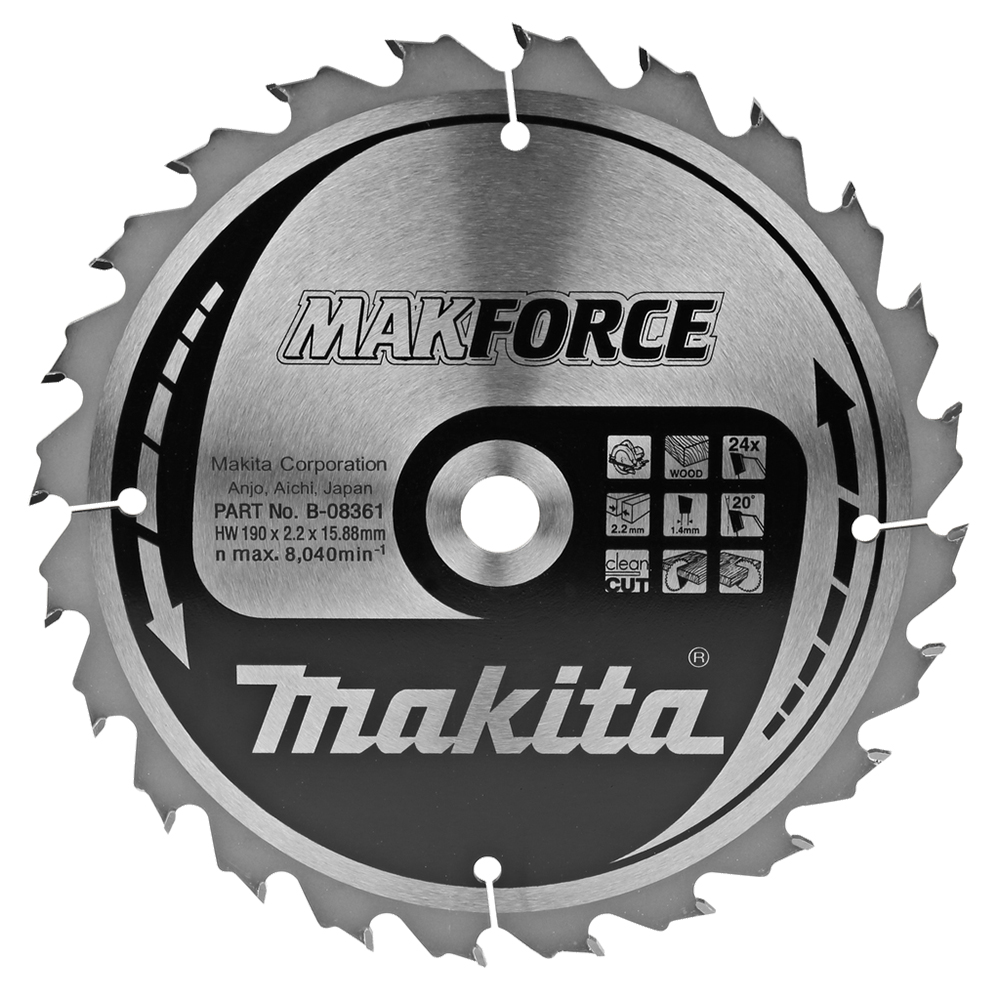 Диск пильний по деревині MAKForce 190x15,88 мм 24Т Makita (B-08361)