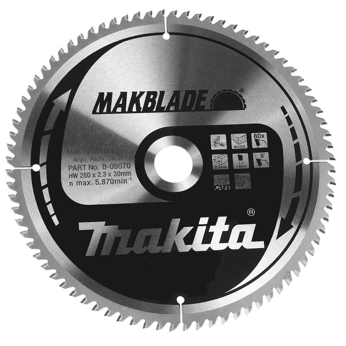 Пильный диск Makita MAKBlade 260 мм 80 зубьев (B-09070)