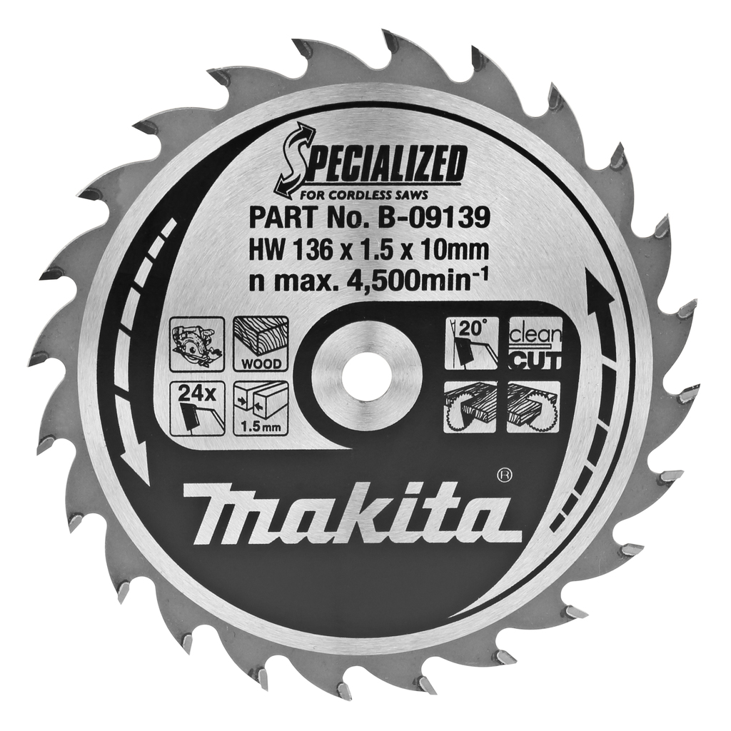 Пильный диск Makita для аккумуляторных пил SPECIALIZED 136х10 мм 24Т (B-09139)