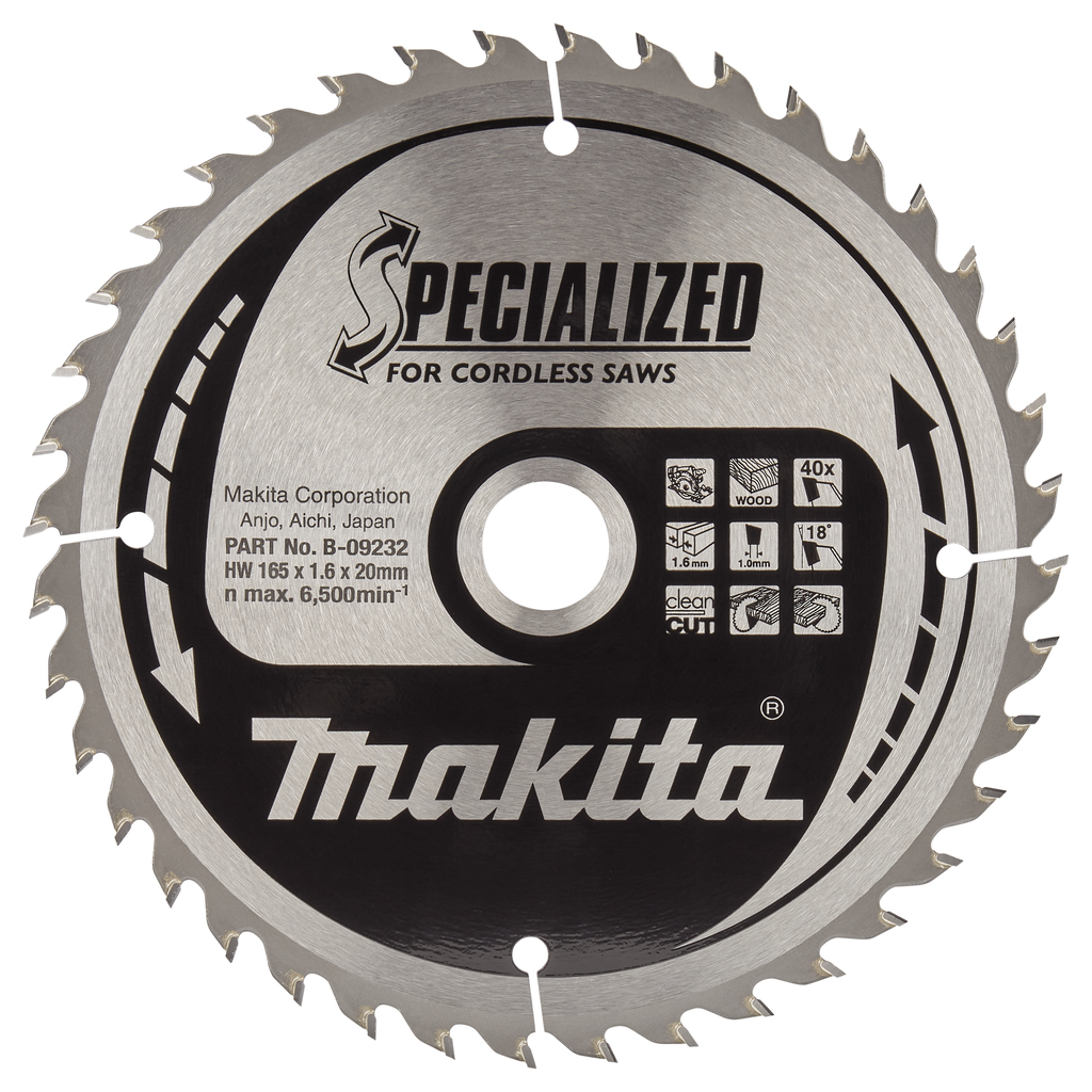 Пильный диск Makita для аккумуляторных пил SPECIALIZED 165х20 мм 40Т (B-09232)