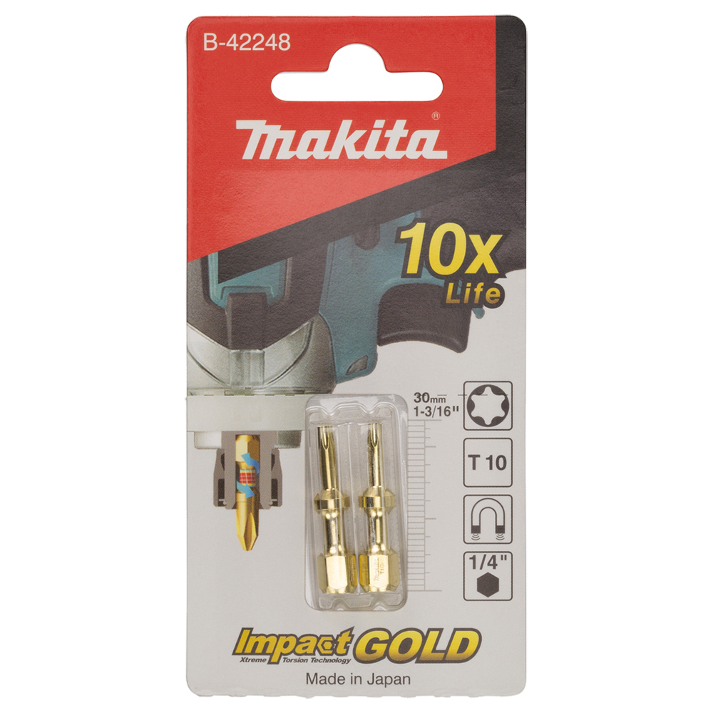 Торсіонна намагнічена біта Impact Gold, T10, 30 мм Makita (B-42248)