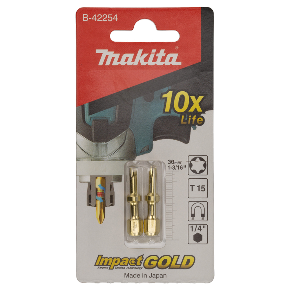 Торсіонна намагнічена біта Impact Gold, T15, 30 мм Makita (B-42254)