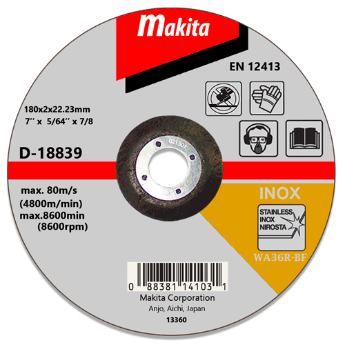Відрізний диск з нержавіючої сталі Makita 180 мм (D-18839)