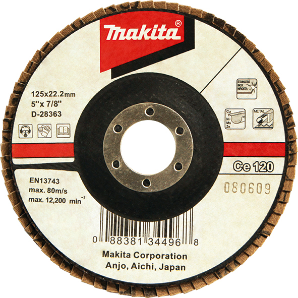 Пелюстковий диск для нержавіючої сталі з керамічним зерном 125 мм K80 плоский Makita (D-28357)