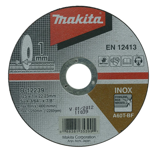 Відрізний диск з нержавіючої сталі плоский 1 мм Makita 125 мм (B-12239)