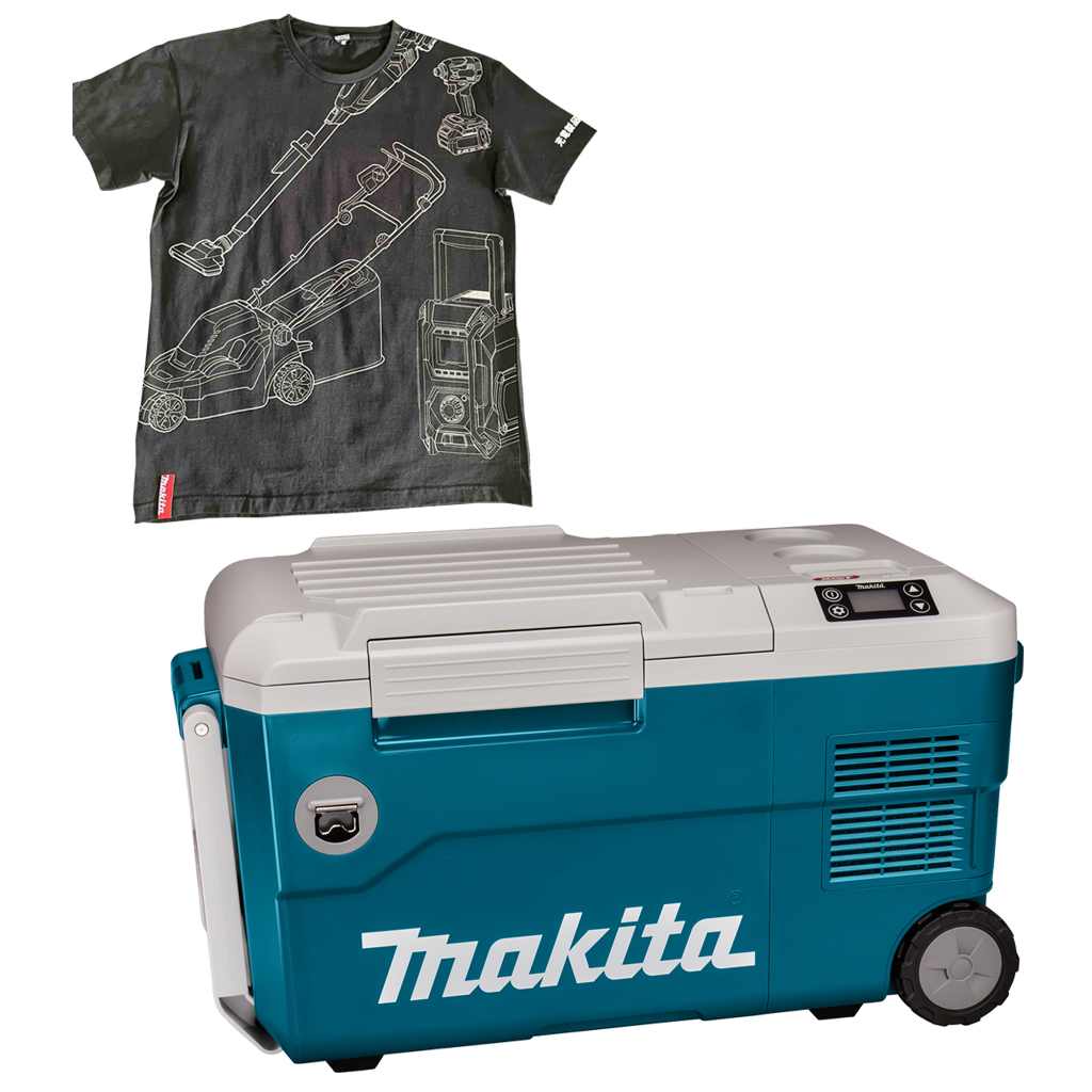 Акумуляторний холодильник, нагрівач Makita XGT 40 V MAX CW001GZ + футболка L