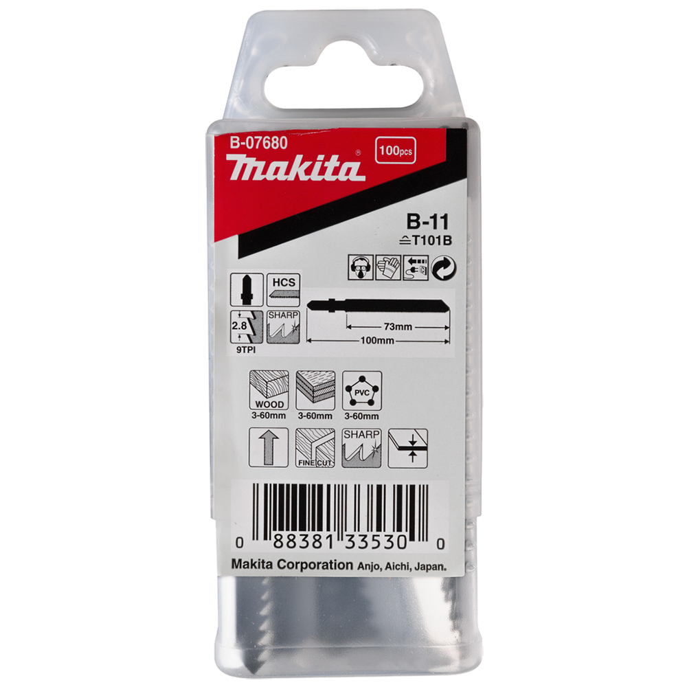 Пиляльні полотна для лобзика HCS: дерево, рівне пиляння Makita B-11 (T101B)(100 шт.) (B-07680) Пиляльні полотна для лобзика HCS: дерево, рівне пиляння Makita B-11 (T101B)(100 шт.) (B-07680)