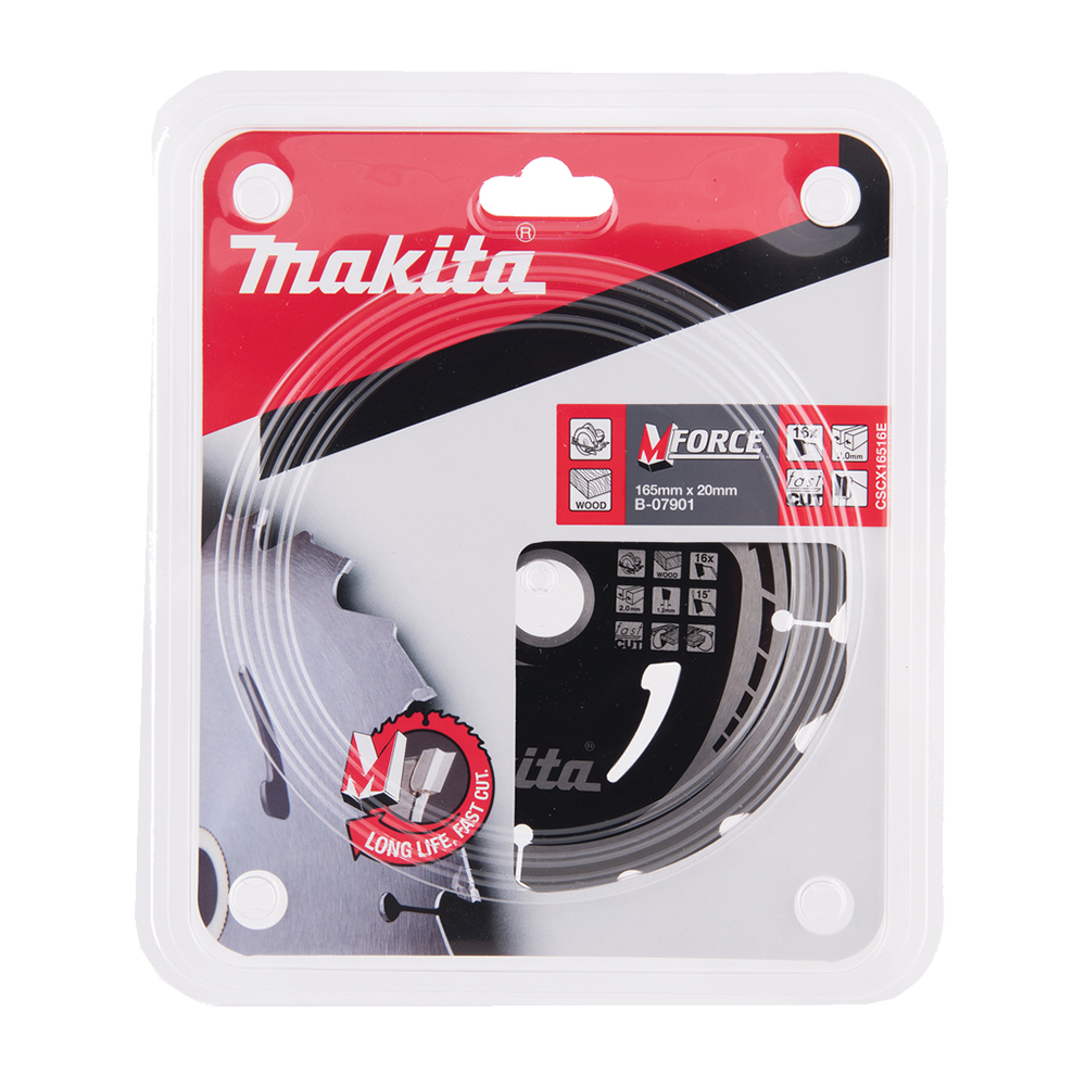 Пиляльний диск Makita MForce: дерево 165 мм 16 зубів (B-07901) Пиляльний диск Makita MForce: дерево 165 мм 16 зубів (B-07901)