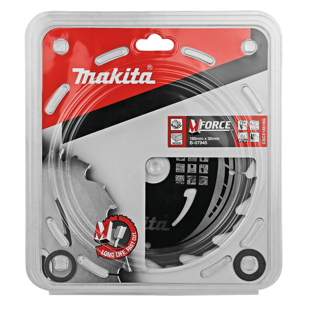 Пиляльний диск Makita MForce: дерево 185 мм 16 зубів (B-07945) Пиляльний диск Makita MForce: дерево 185 мм 16 зубів (B-07945)