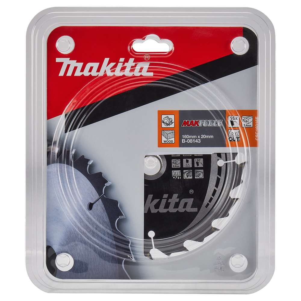 Пиляльний диск Makita MAKForce: дерево 160 мм 16 зубів (B-08143) Пиляльний диск Makita MAKForce: дерево 160 мм 16 зубів (B-08143)