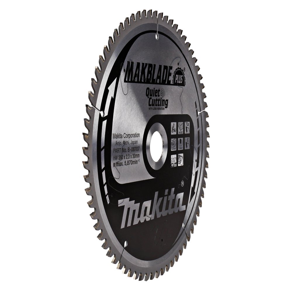 Пиляльний диск Makita MAKBlade Plus: дерево 260 мм 70 зубів (B-08707) Пиляльний диск Makita MAKBlade Plus: дерево 260 мм 70 зубів (B-08707)