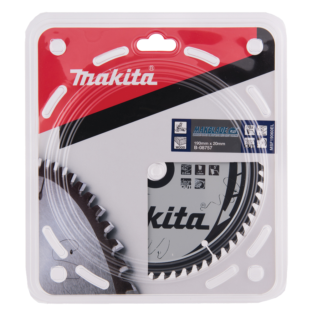 Пиляльний диск Makita Makblade-Plus: дерево 190 мм 60 зубів (B-08757) Пиляльний диск Makita Makblade-Plus: дерево 190 мм 60 зубів (B-08757)