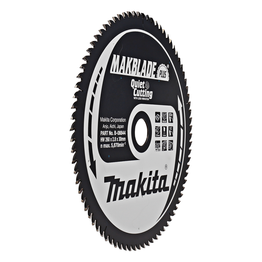 Пиляльний диск Makita MAKBlade Plus: дерево 260 мм 80 зубів (B-08844) Пиляльний диск Makita MAKBlade Plus: дерево 260 мм 80 зубів (B-08844)