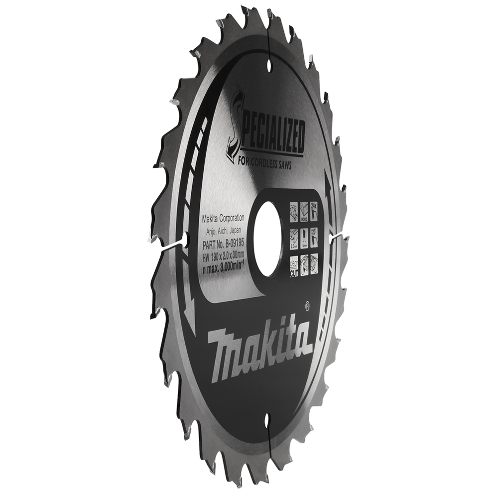 Пиляльний диск Makita для акумуляторних пил SPECIALIZED: дерево 190х30 мм 24Т (B-09195)