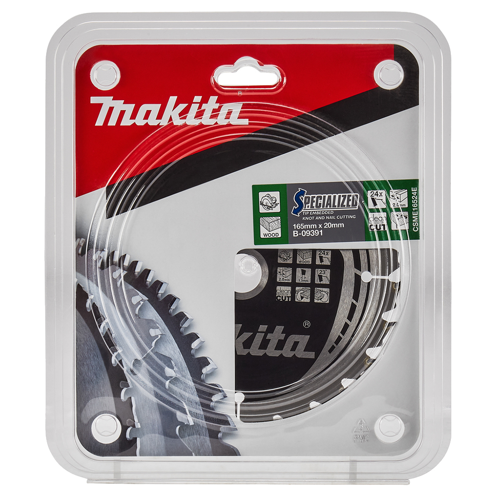 Пиляльний диск SPECIALIZED: дерево з цвяхами 165x20 мм 24T Makita (B-09391) Пиляльний диск SPECIALIZED: дерево з цвяхами 165x20 мм 24T Makita (B-09391)