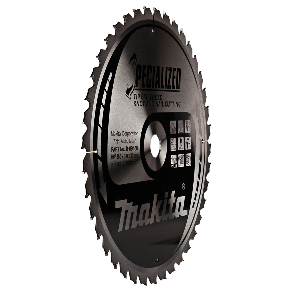 Пиляльний диск SPECIALIZED: дерево з цвяхами 355x30 мм 40T Makita (B-09466) Пиляльний диск SPECIALIZED: дерево з цвяхами 355x30 мм 40T Makita (B-09466)