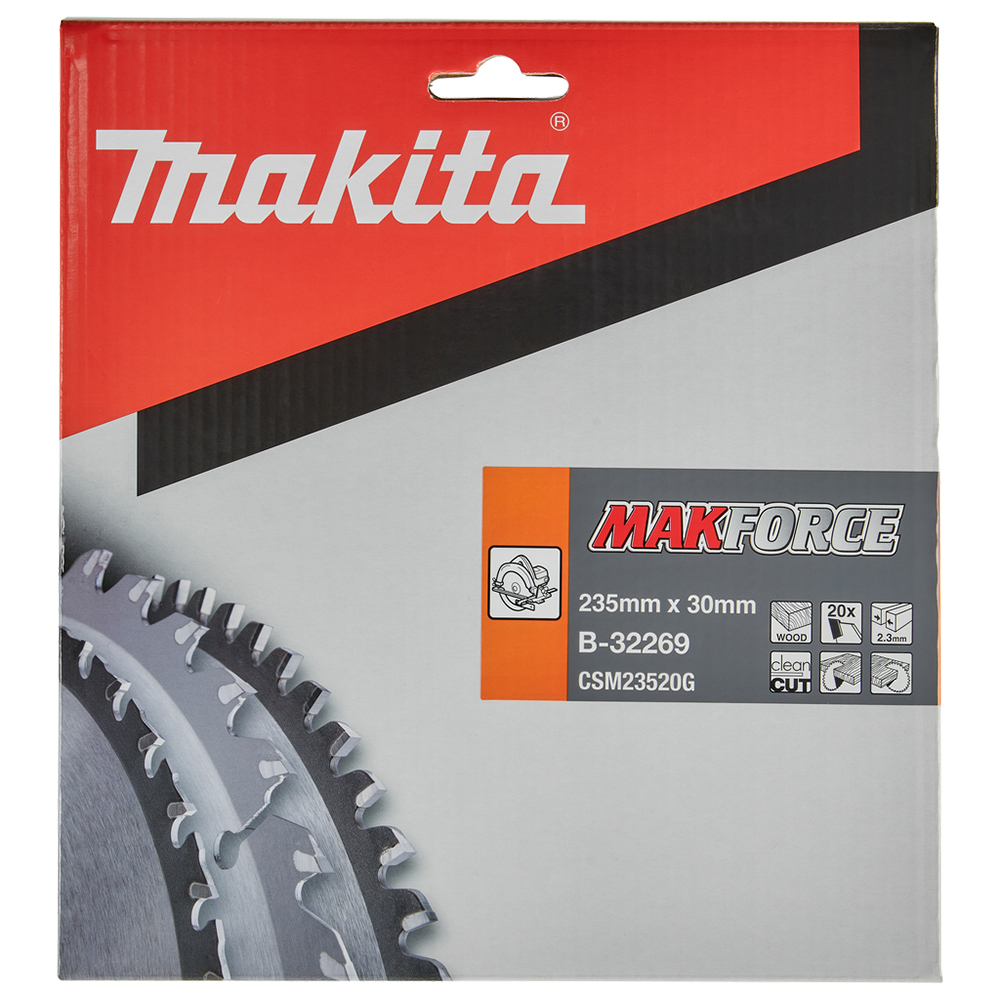 Пиляльний диск Makita MAKForce: дерево 235 мм 20 зубів (B-32269) Пиляльний диск Makita MAKForce: дерево 235 мм 20 зубів (B-32269)