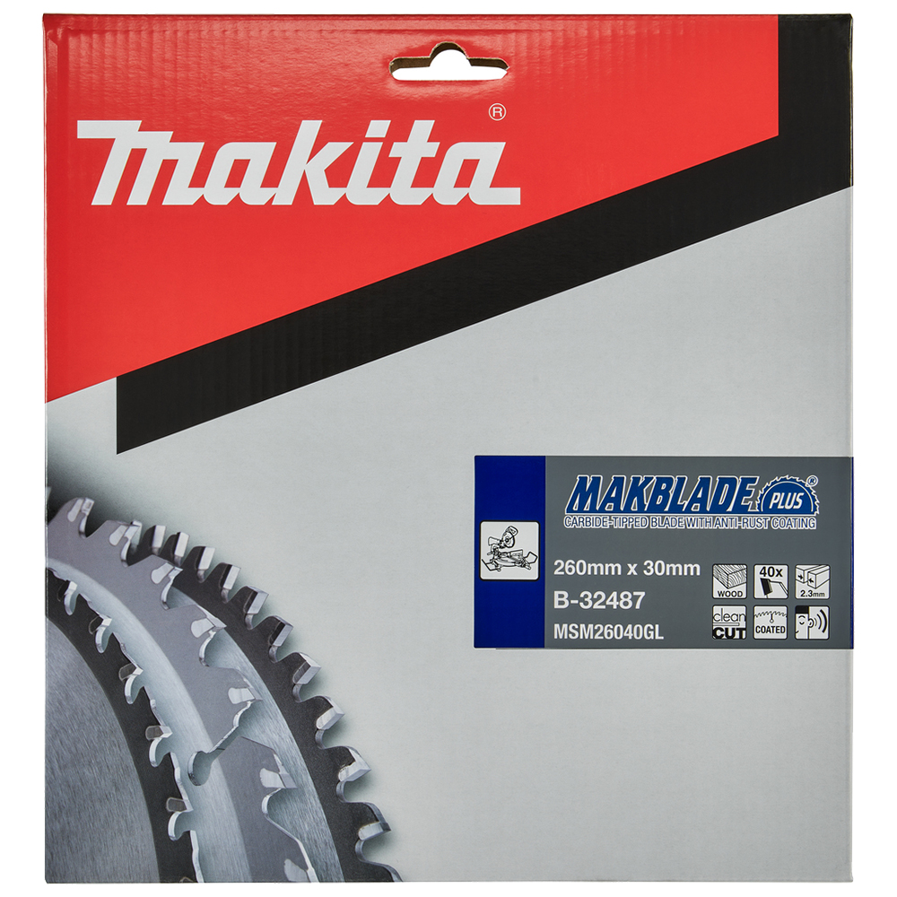 Пиляльний диск по деревині MAKBlade PLUS 260x30 мм 40T Makita (B-32487) Пиляльний диск по деревині MAKBlade PLUS 260x30 мм 40T Makita (B-32487)