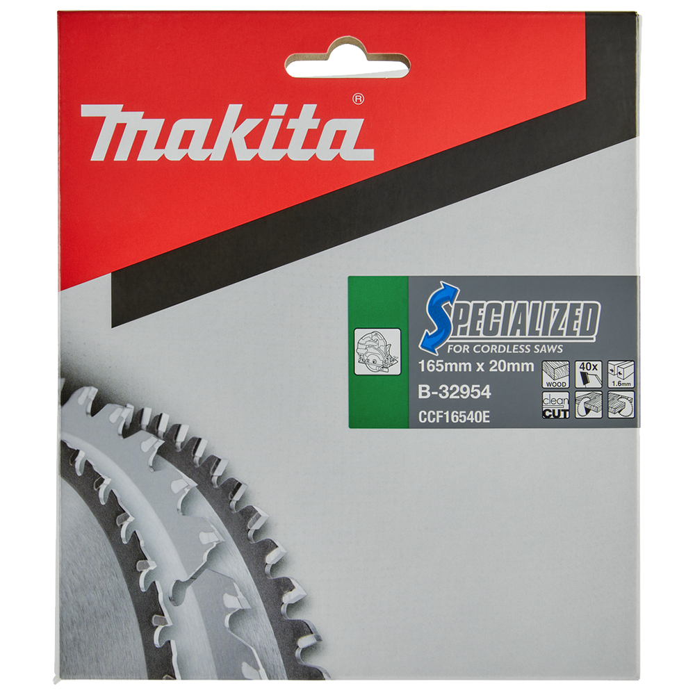 Пиляльний диск SPECIALIZED для акум. пил 165x20 мм 40Т: дерево Makita (B-32954) Пиляльний диск SPECIALIZED для акум. пил 165x20 мм 40Т: дерево Makita (B-32954)
