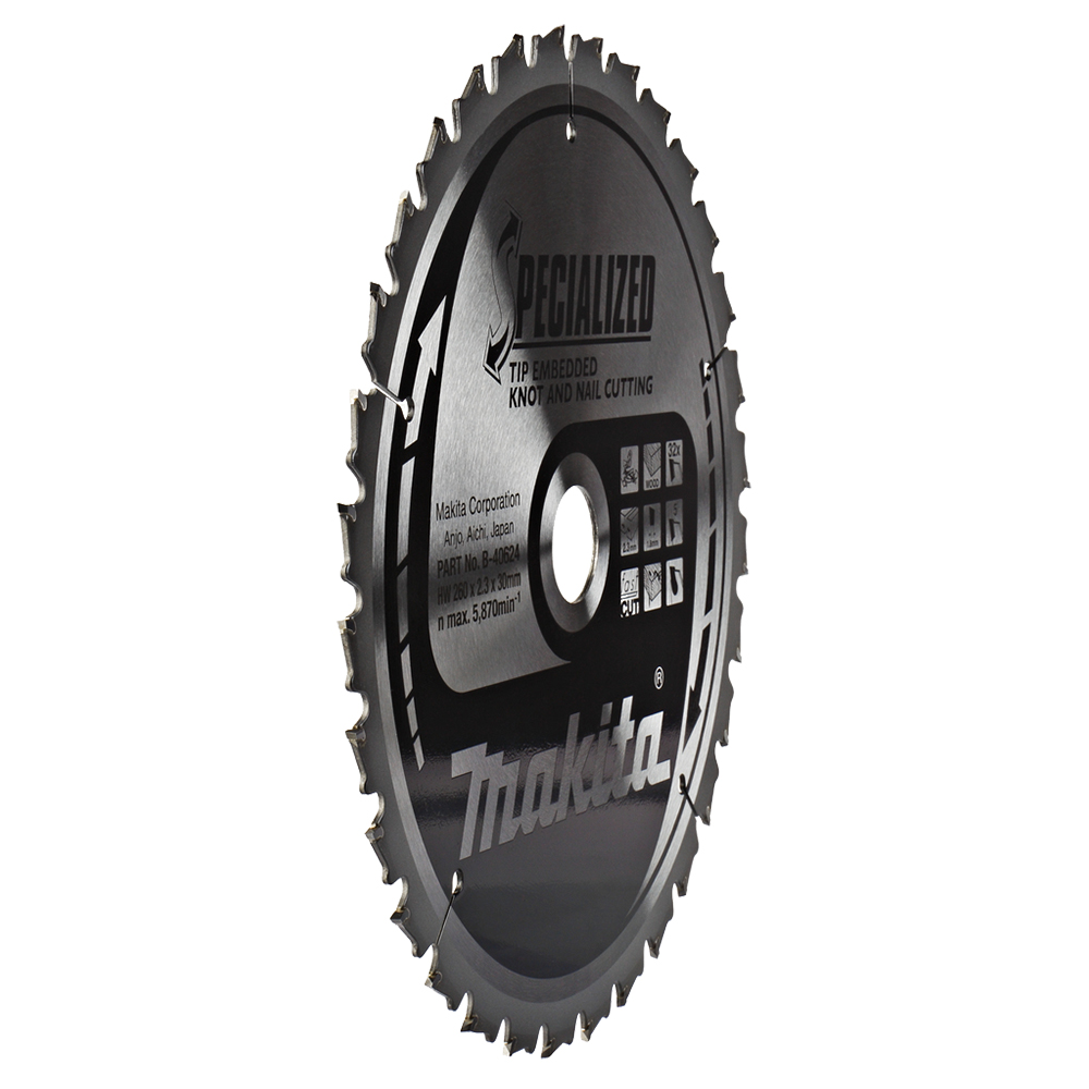 Пиляльний диск SPECIALIZED 260x30 мм 32T Makita, дерево з цвяхами (B-40624) Пиляльний диск SPECIALIZED 260x30 мм 32T Makita, дерево з цвяхами (B-40624)