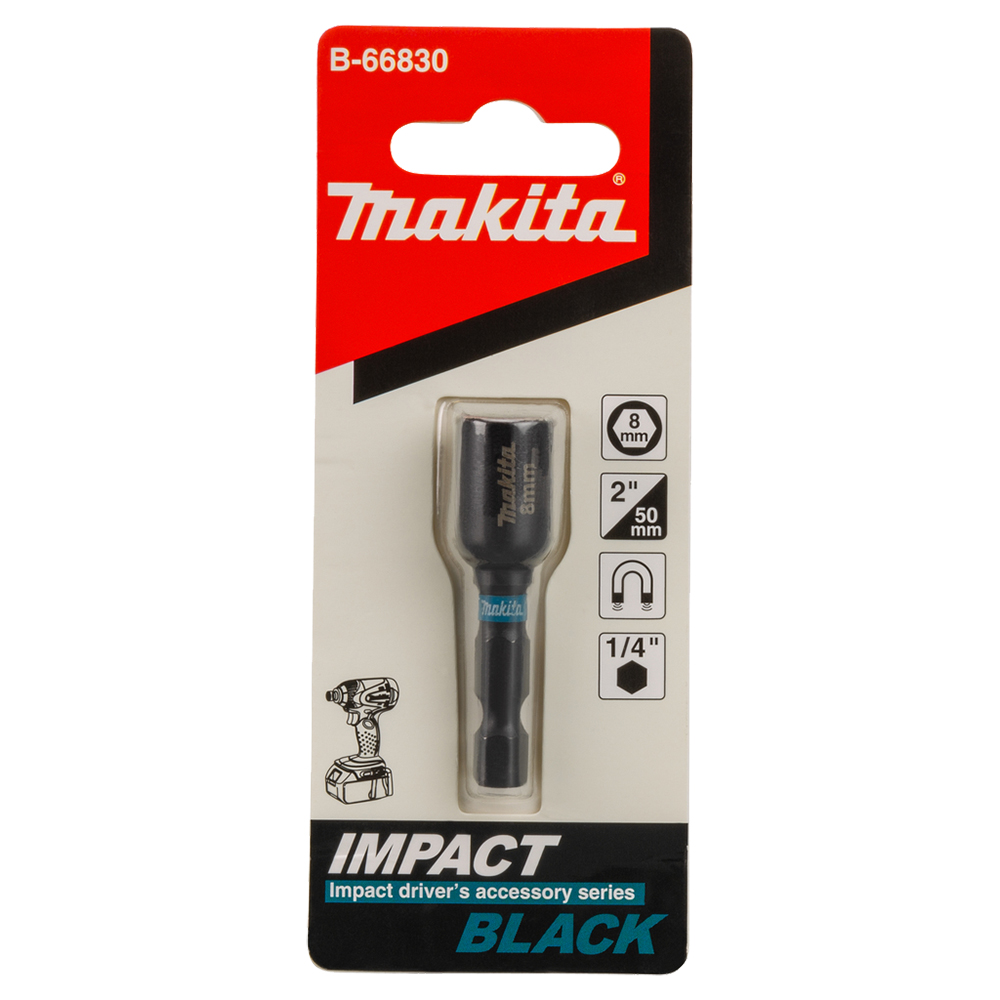 Магнітна торцева насадка 8мм x 50мм Impact Black Makita (B-66830) Магнітна торцева насадка 8мм x 50мм Impact Black Makita (B-66830)