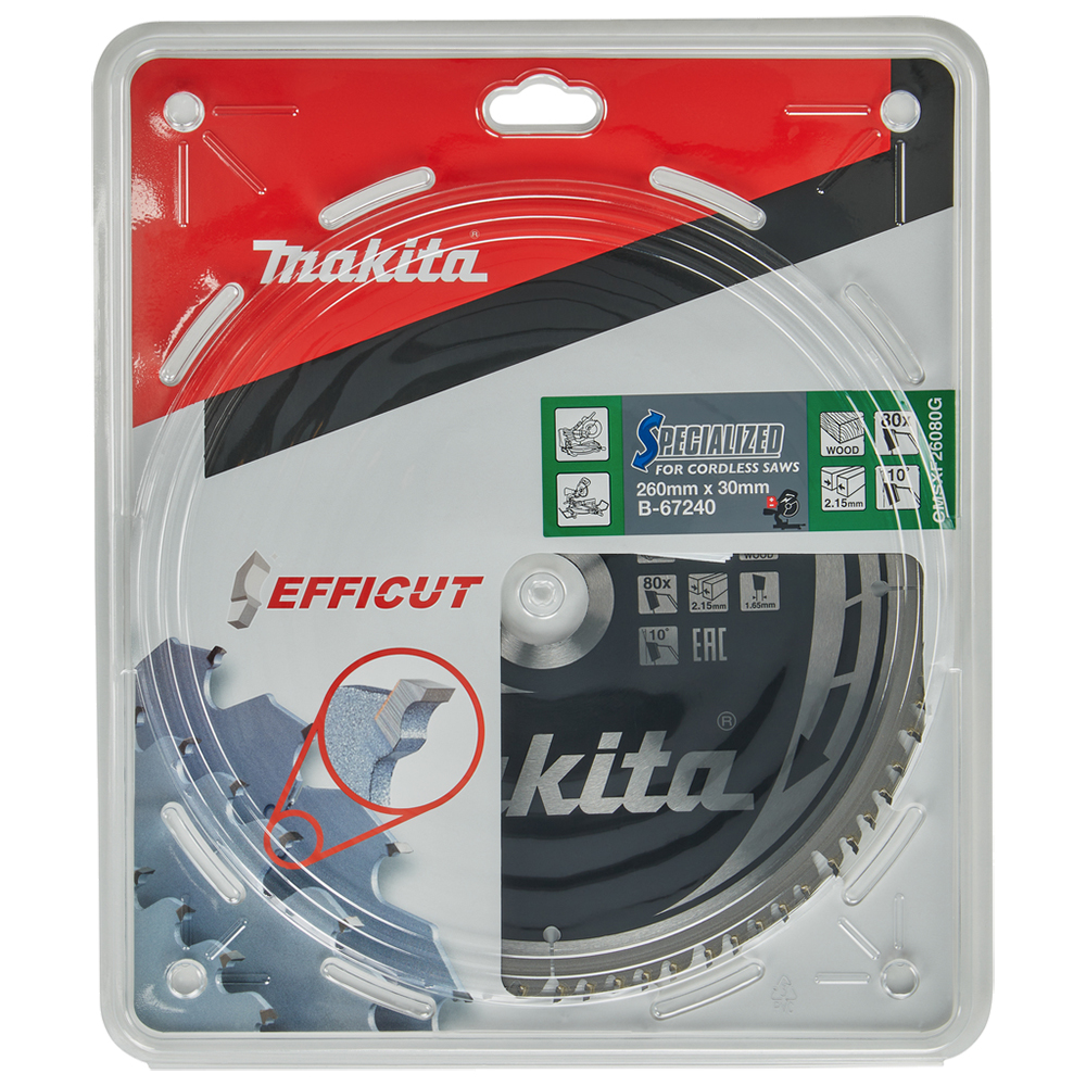 Пиляльний диск Makita Efficut SPECIALIZED: дерево 260х30 мм 80Т (B-67240)