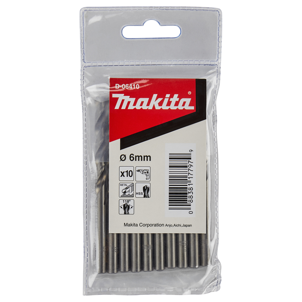 Свердла HSS по металу 6x93 мм Makita 10 шт (D-06410) Свердла HSS по металу 6x93 мм Makita 10 шт (D-06410)