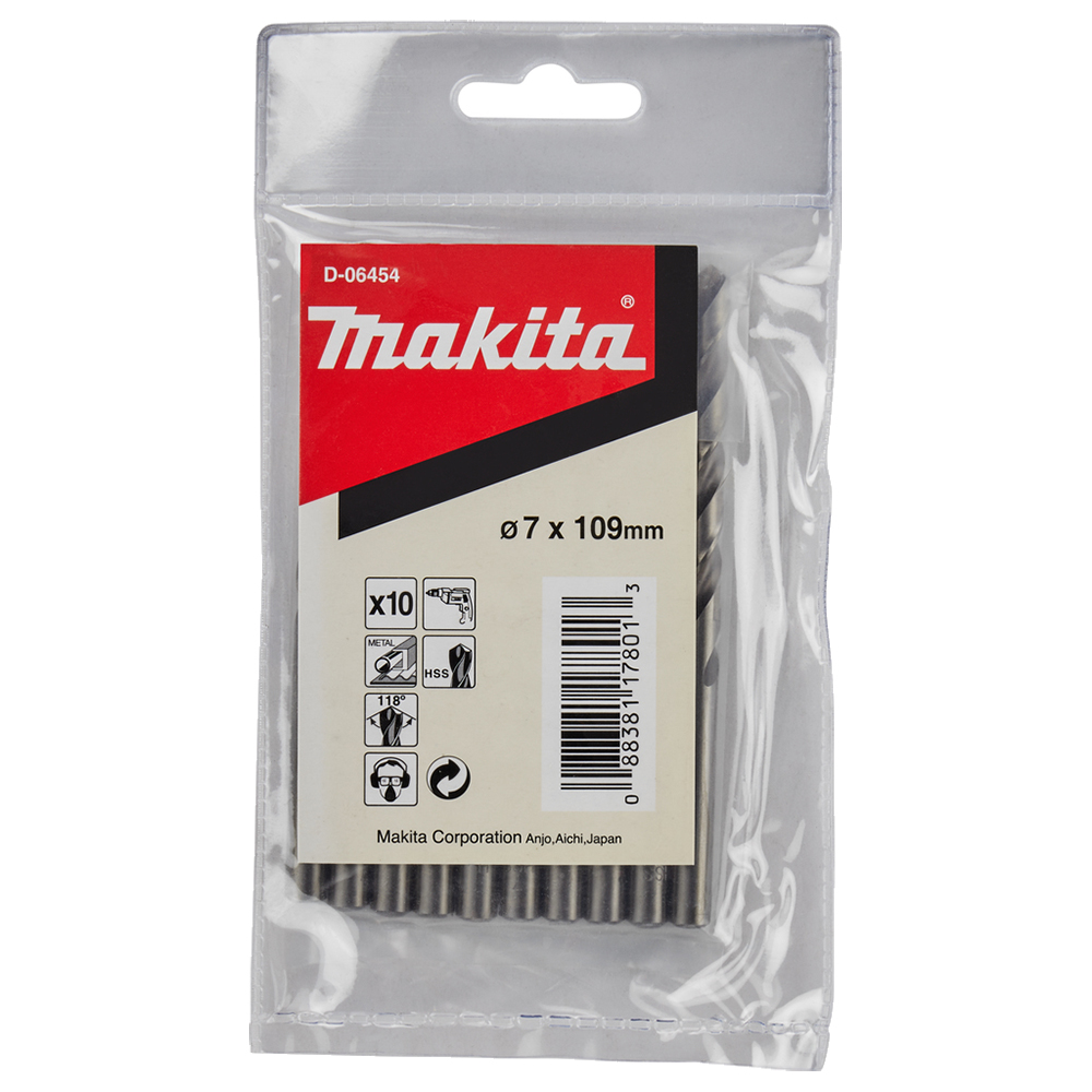 Свердла HSS по металу 7x109 мм Makita 10 шт (D-06454) Свердла HSS по металу 7x109 мм Makita 10 шт (D-06454)