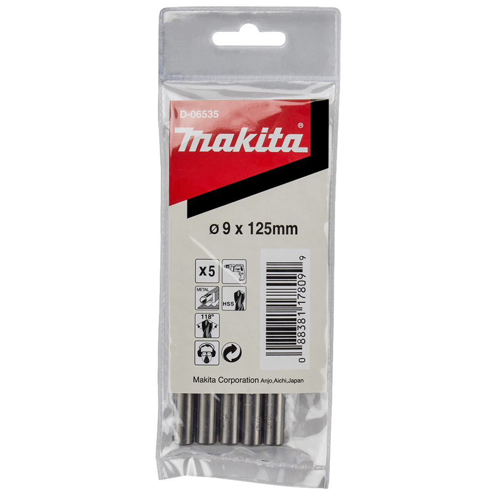 Свердла HSS по металу 9x125 мм Makita 5 шт (D-06535) Свердла HSS по металу 9x125 мм Makita 5 шт (D-06535)