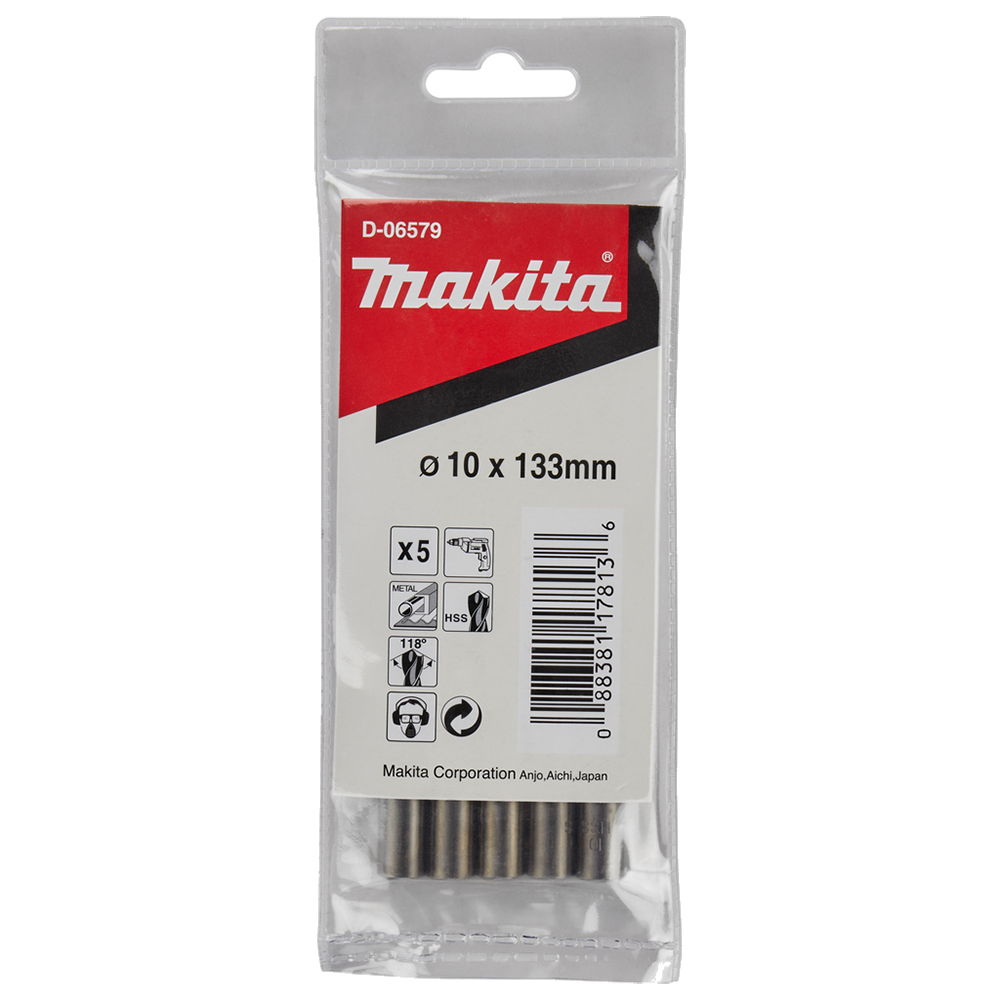 Свердла HSS по металу 10x133 мм Makita 5 шт (D-06579) Свердла HSS по металу 10x133 мм Makita 5 шт (D-06579)