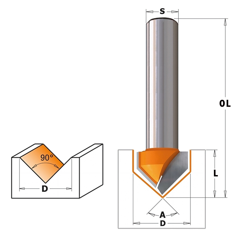 V подібна фреза 28,6x22,2x60,3 мм Makita (D-47955)