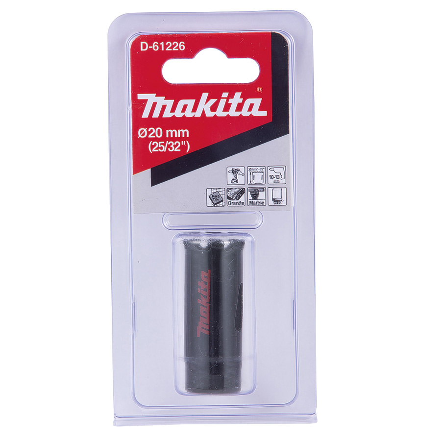 Алмазна коронка по твердій кераміці 20 мм/з водою Makita (D-61226) Алмазна коронка по твердій кераміці 20 мм/з водою Makita (D-61226)