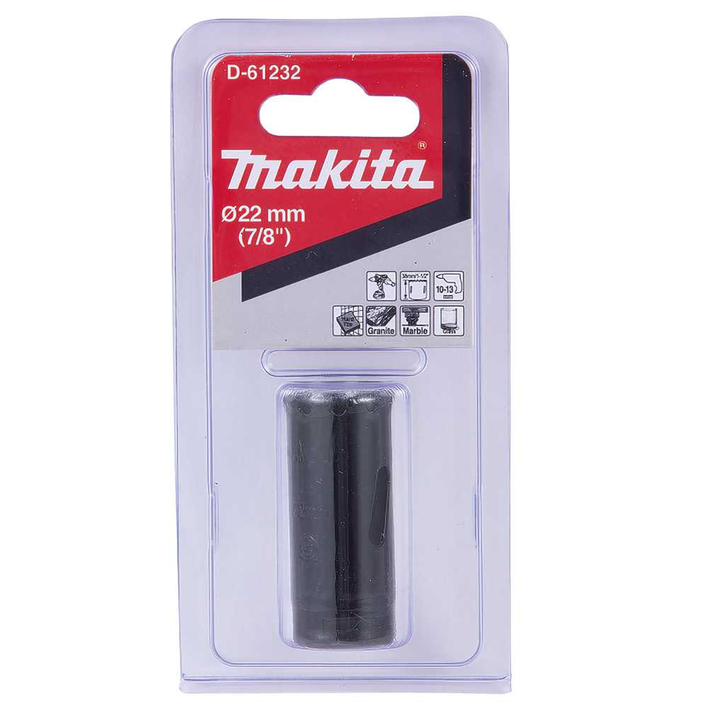 Алмазна коронка по твердій кераміці 22 мм/з водою Makita (D-61232) Алмазна коронка по твердій кераміці 22 мм/з водою Makita (D-61232)