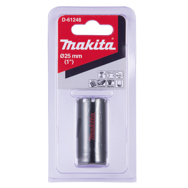 Алмазна коронка по твердій кераміці 25 мм/з водою Makita (D-61248)