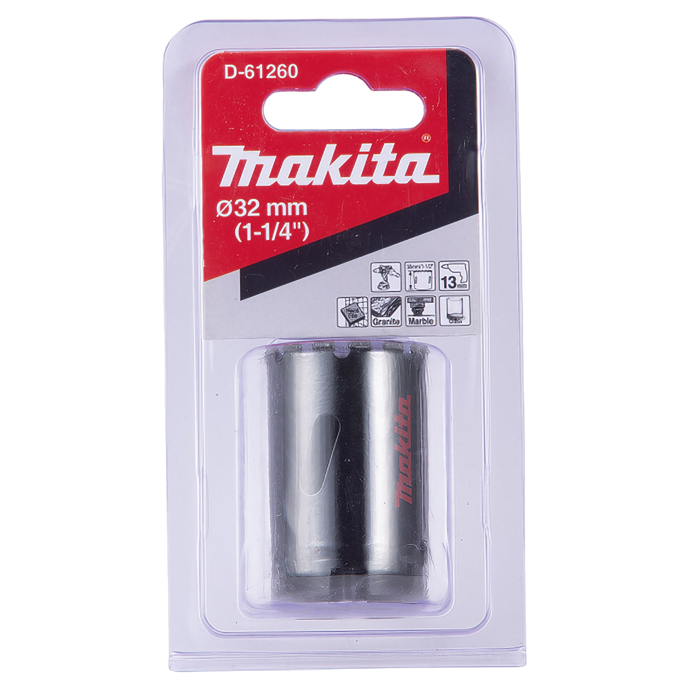 Алмазна коронка по твердій кераміці 32 мм/з водою Makita (D-61260) Алмазна коронка по твердій кераміці 32 мм/з водою Makita (D-61260)