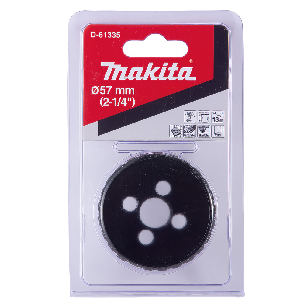 Алмазна коронка по твердій кераміці 57 мм/з водою Makita (D-61335)