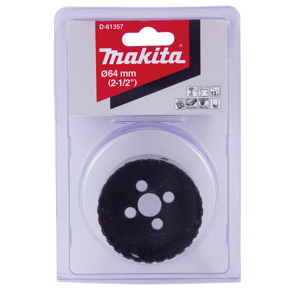 Алмазна коронка по твердій кераміці 64 мм/з водою Makita (D-61357) Алмазна коронка по твердій кераміці 64 мм/з водою Makita (D-61357)