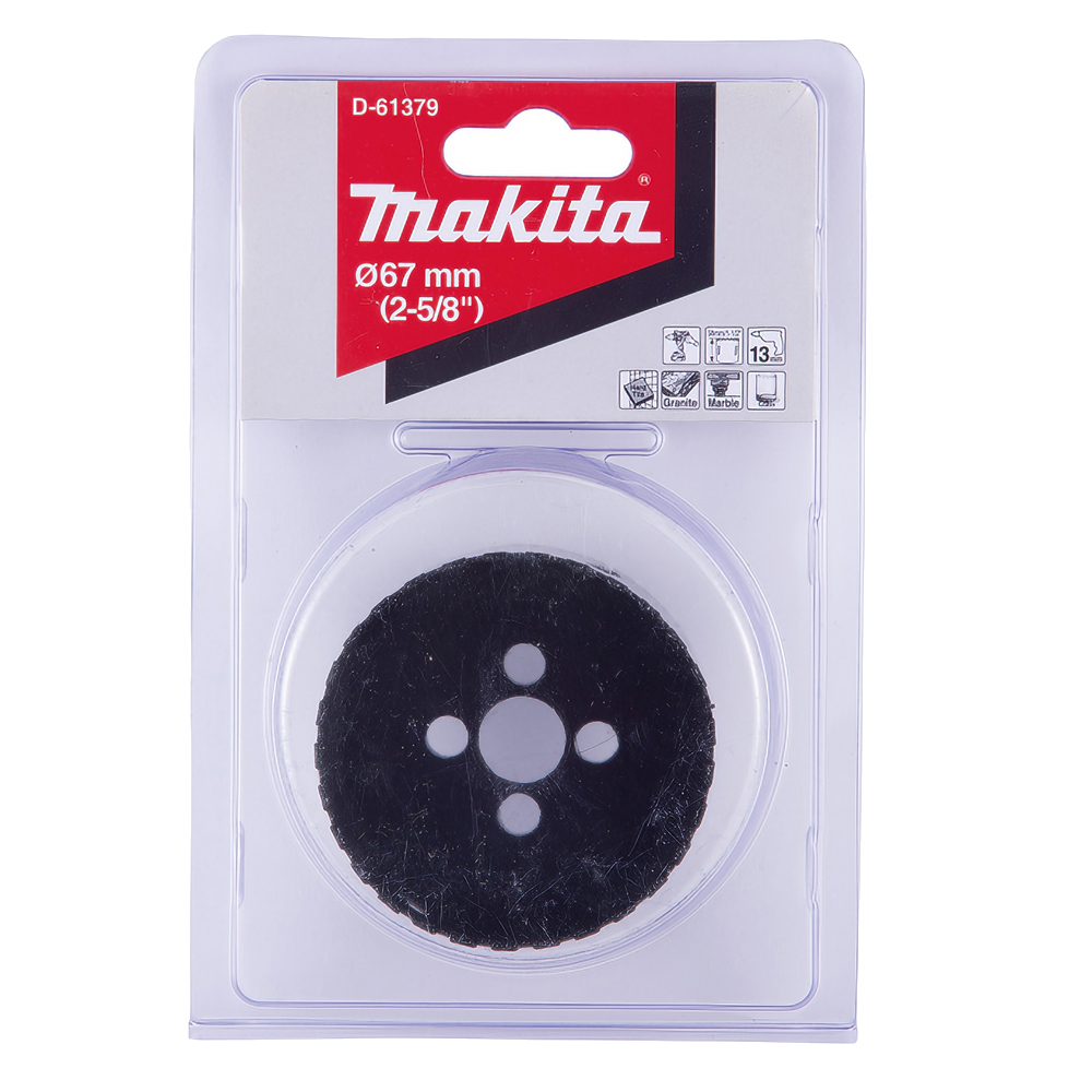 Алмазна коронка по твердій кераміці 67 мм/з водою Makita (D-61379) Алмазна коронка по твердій кераміці 67 мм/з водою Makita (D-61379)