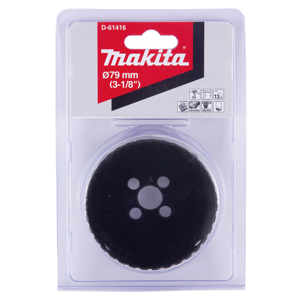 Алмазна коронка по твердій кераміці 79 мм/з водою Makita (D-61416) Алмазна коронка по твердій кераміці 79 мм/з водою Makita (D-61416)