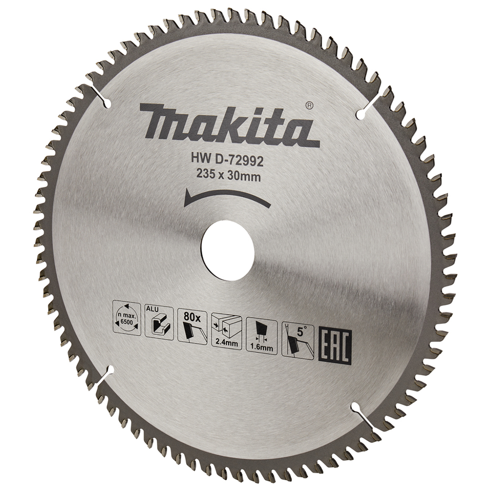 Пильный диск Makita TCT для алюминия 235 мм 80 зубьев (D-72992)