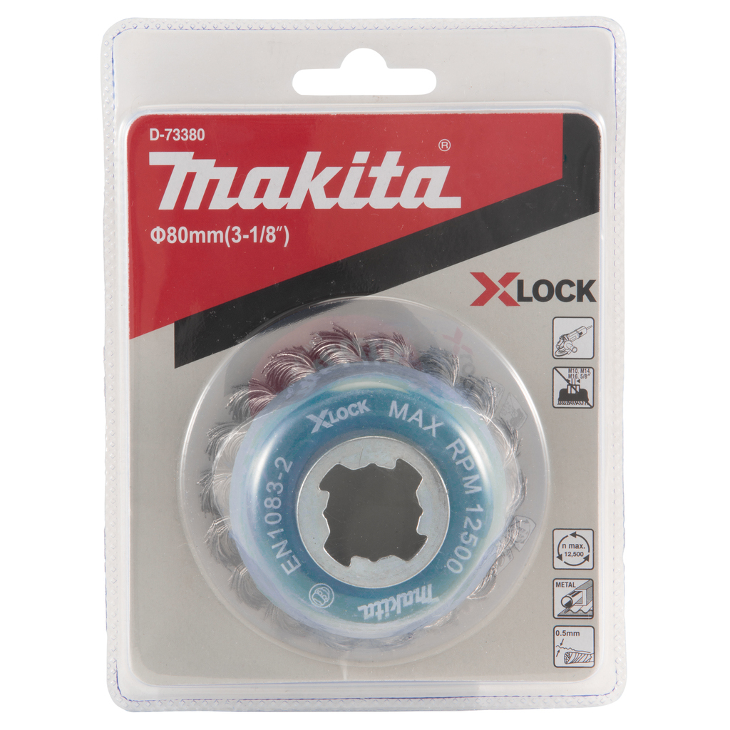 Чашечная щетка c витой проволки 80 мм Makita X-LOCK (D-73380)
