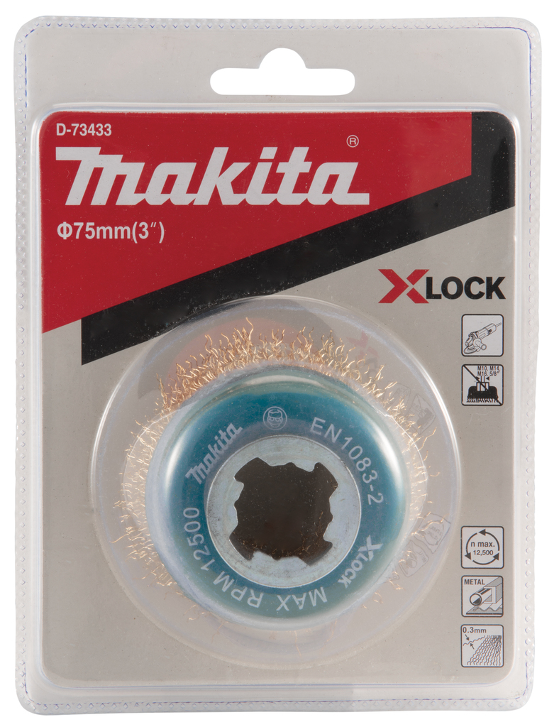 Чашечная латунная щетка 75 мм Makita X-LOCK (D-73433)