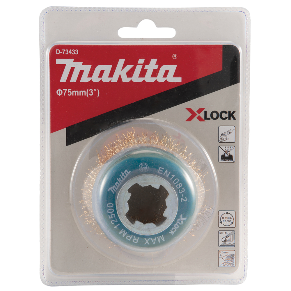 Чашкова латунна щітка 75 мм Makita X-LOCK (D-73433) Чашкова латунна щітка 75 мм Makita X-LOCK (D-73433)