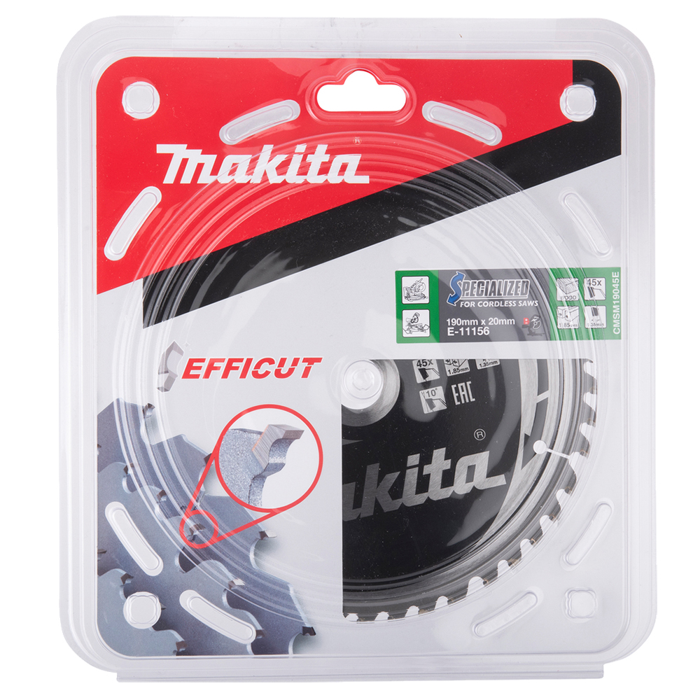 Пиляльний диск Makita Efficut TCT: дерево 190x20 мм x 45 зубів (E-11156)