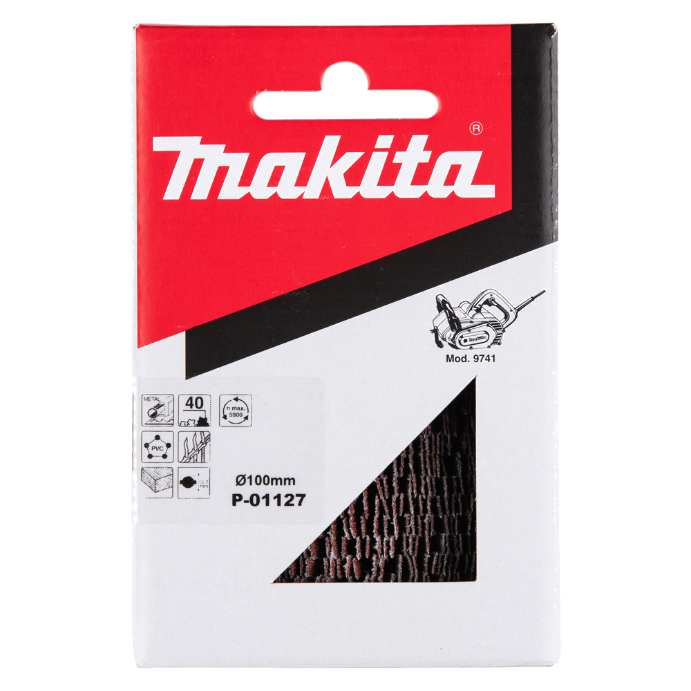 Пелюсткова шліфувальна щітка Makita 100х120 мм K40: зняття фарби та іржі (P-01127) Пелюсткова шліфувальна щітка Makita 100х120 мм K40: зняття фарби та іржі (P-01127)