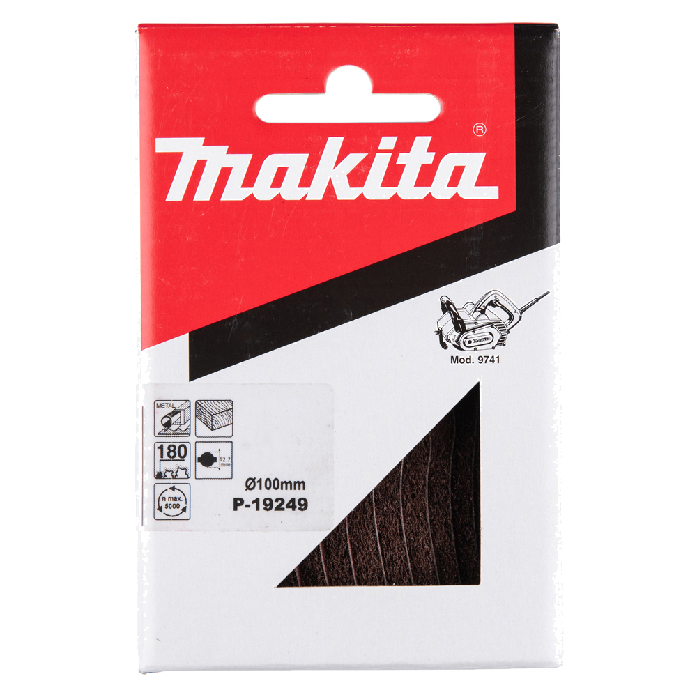 Роликова щітка зворсом/льном Makita 100х120 мм К180: нержавіюча сталь, дерево (P-19249)