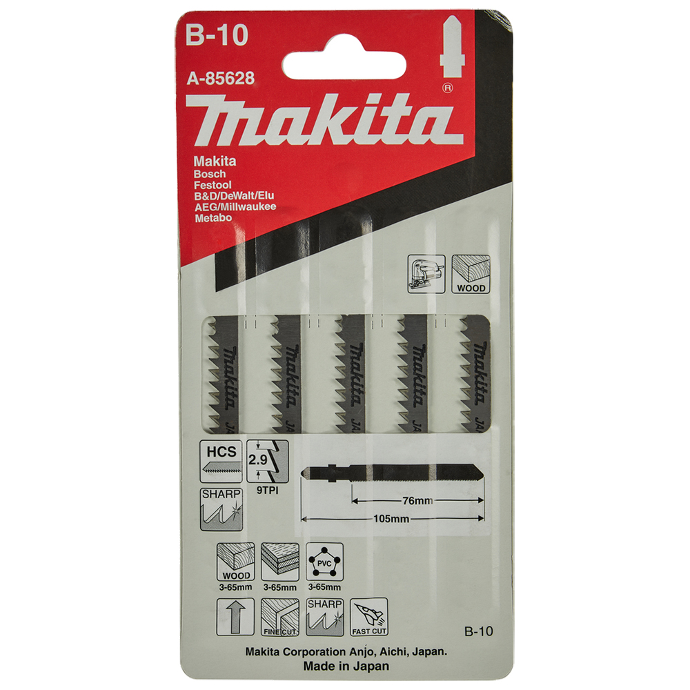 Пиляльні полотна для лобзика HCS: дерево, рівне пиляння Makita B-10 (T101D) A-85628 Пиляльні полотна для лобзика HCS: дерево, рівне пиляння Makita B-10 (T101D) A-85628