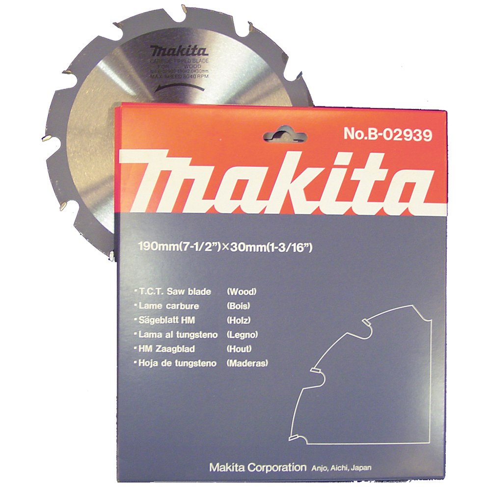 Пиляльний диск Makita ТСТ: дерево 190x30мм x 12 зубів (B-02939) Пиляльний диск Makita ТСТ: дерево 190x30мм x 12 зубів (B-02939)