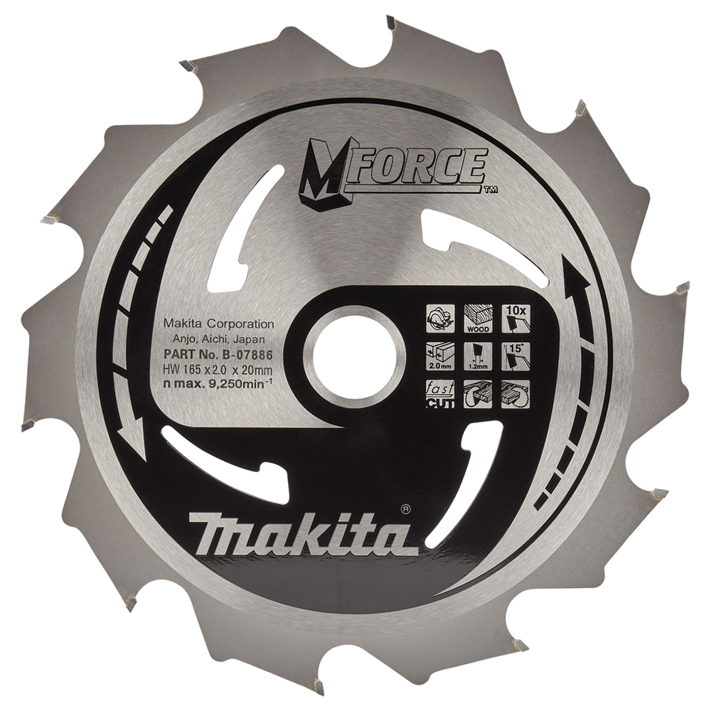 Пиляльний диск Makita MForce: дерево 165 мм 10 зубів (B-07886) Пиляльний диск Makita MForce: дерево 165 мм 10 зубів (B-07886)